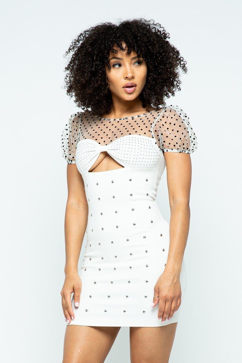 Lace Mini Dress With Hot-fix