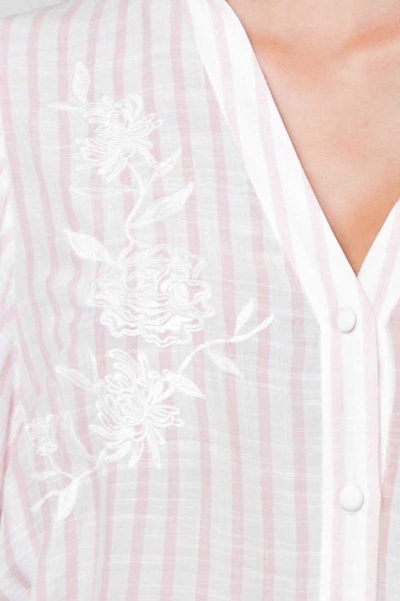 Floral Eyelet And Solid Mixed Top