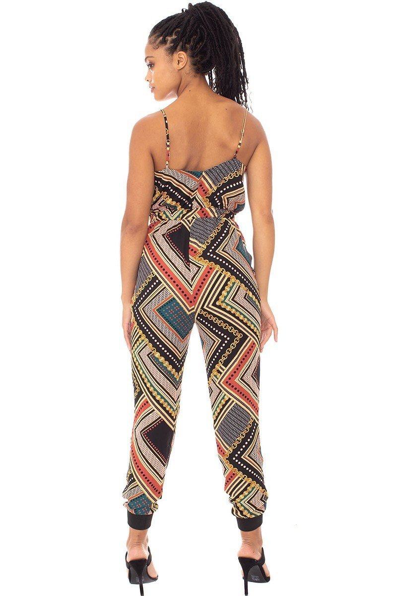 Boarder Print Wrap Jumpsuit