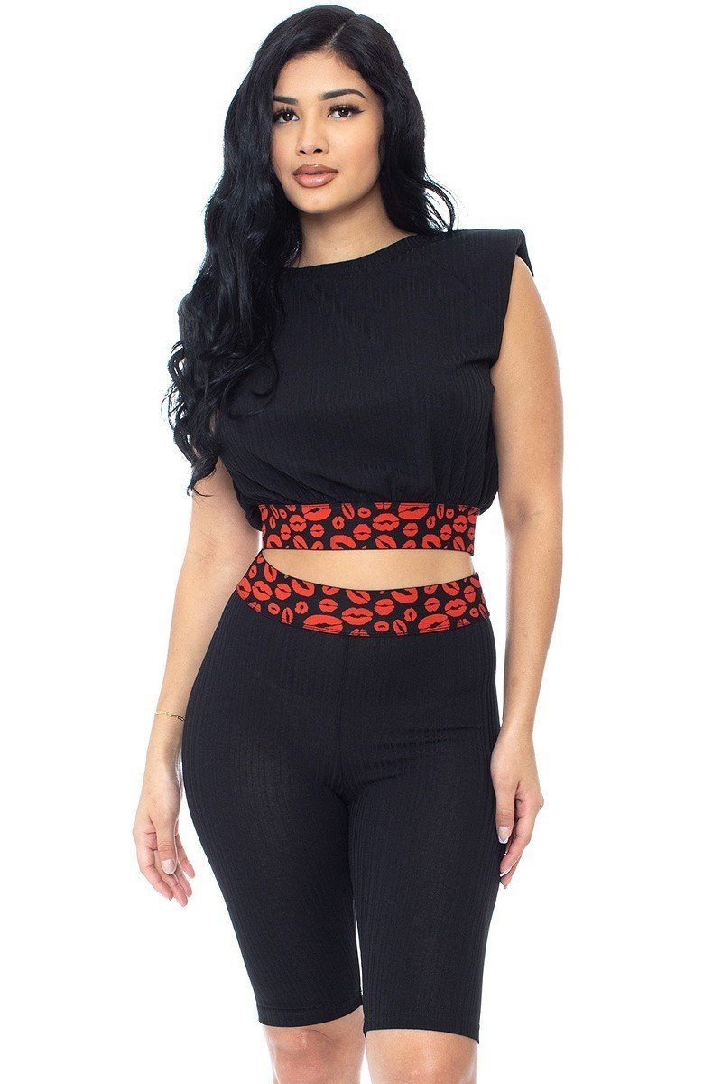 Shoulder Pad And Leopard Detailed Biker Set
