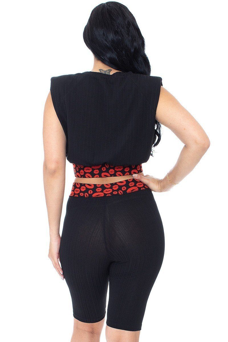 Shoulder Pad And Leopard Detailed Biker Set