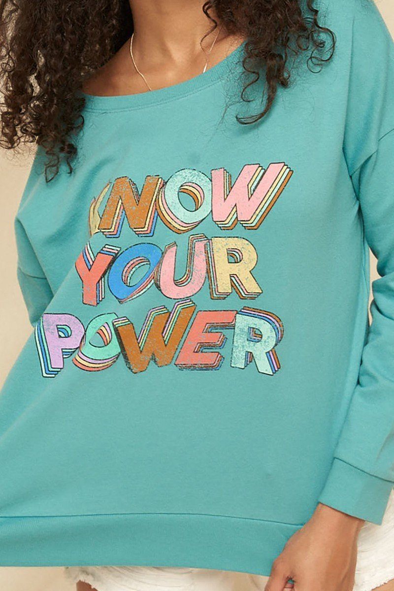 Jade Mineral Washed French Terry Graphic Sweatshirt