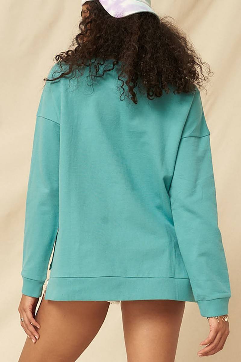 Jade Mineral Washed French Terry Graphic Sweatshirt