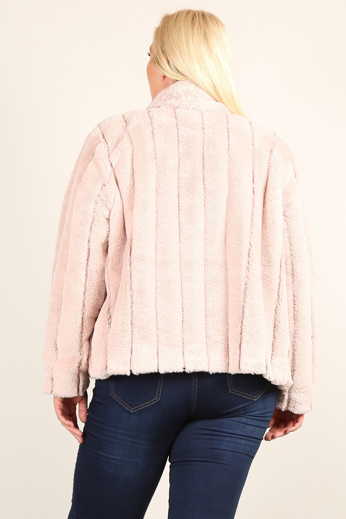 Faux Fur Jackets With Open Front And Loose Fit