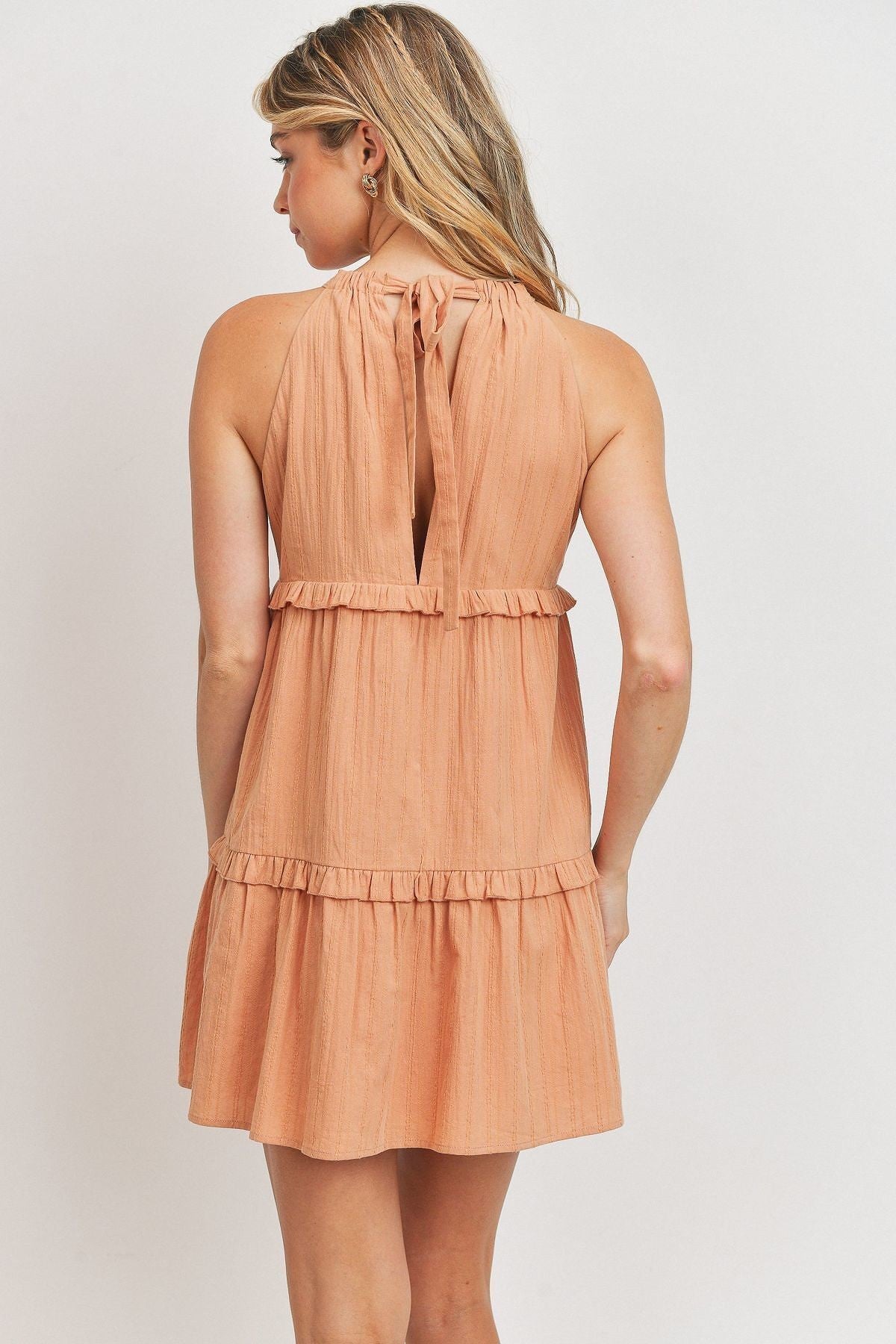 Textured Woven Fabric With Tiered Dress
