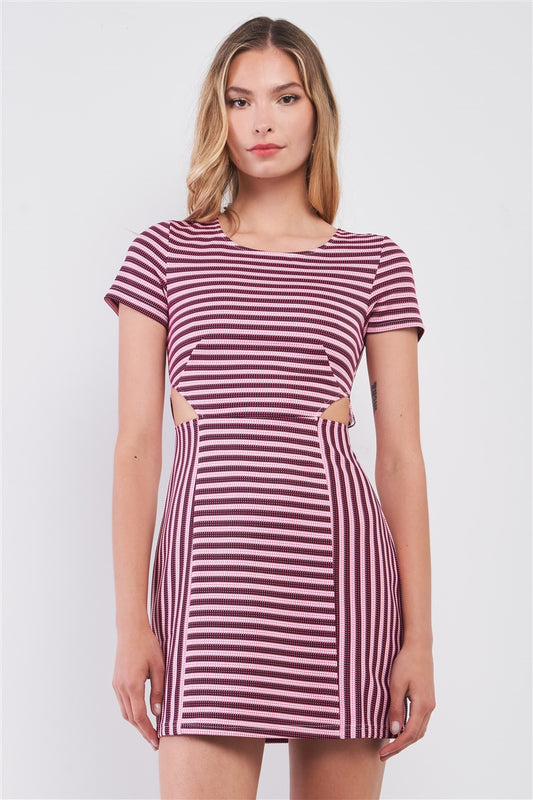 Pink & Black Striped Fit Mini Dress