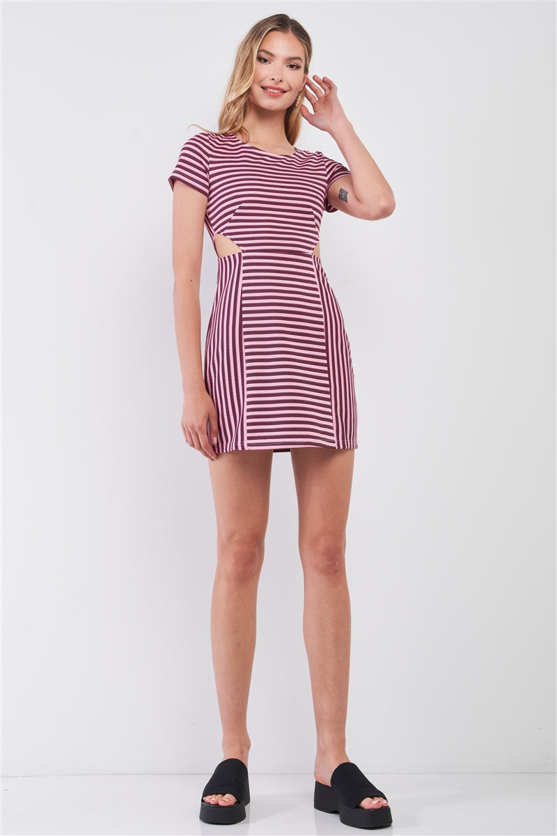 Pink & Black Striped Fit Mini Dress