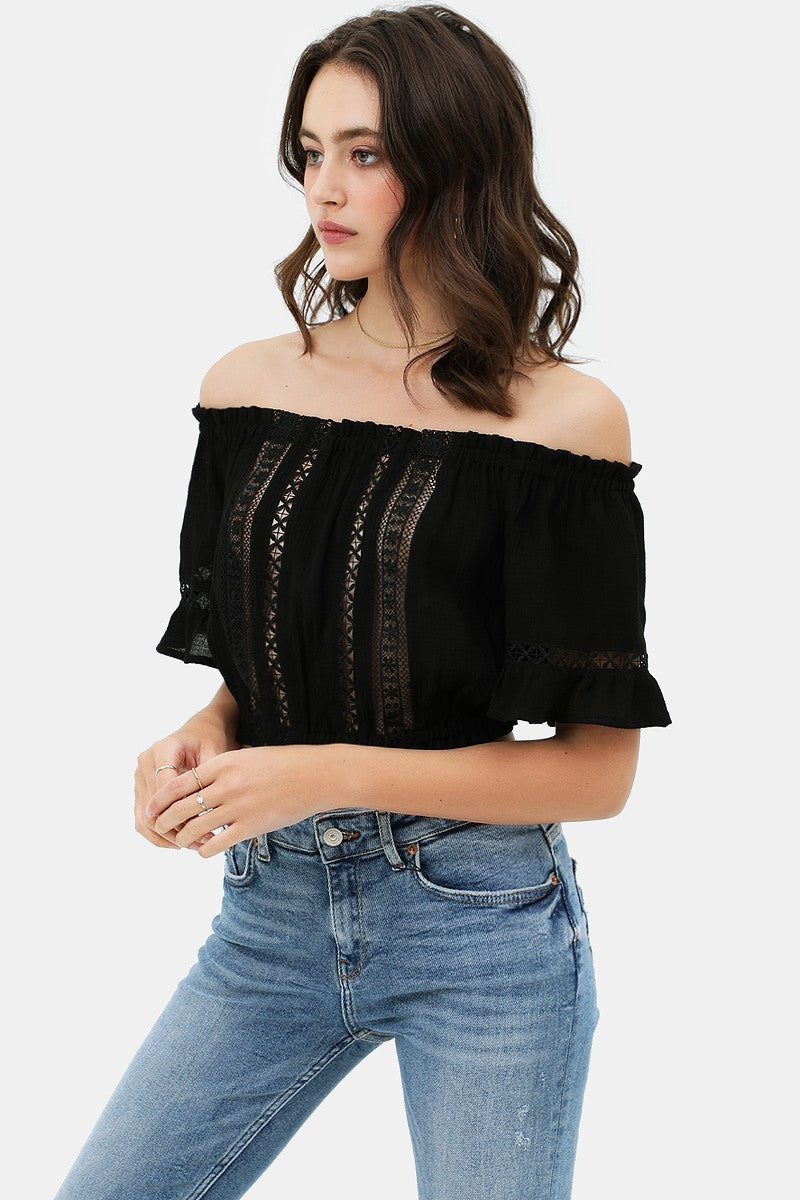 Lace Waist Band Cropped Top