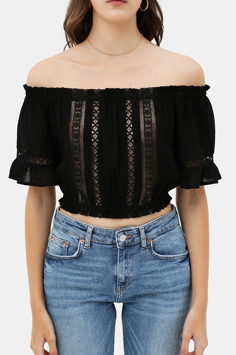 Lace Waist Band Cropped Top