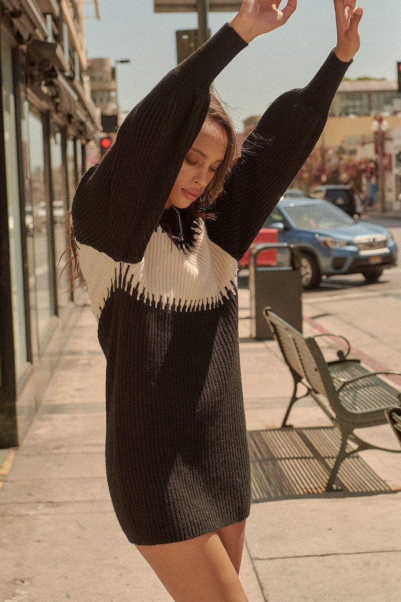 Ribbed Knit Sweater Mini Dress