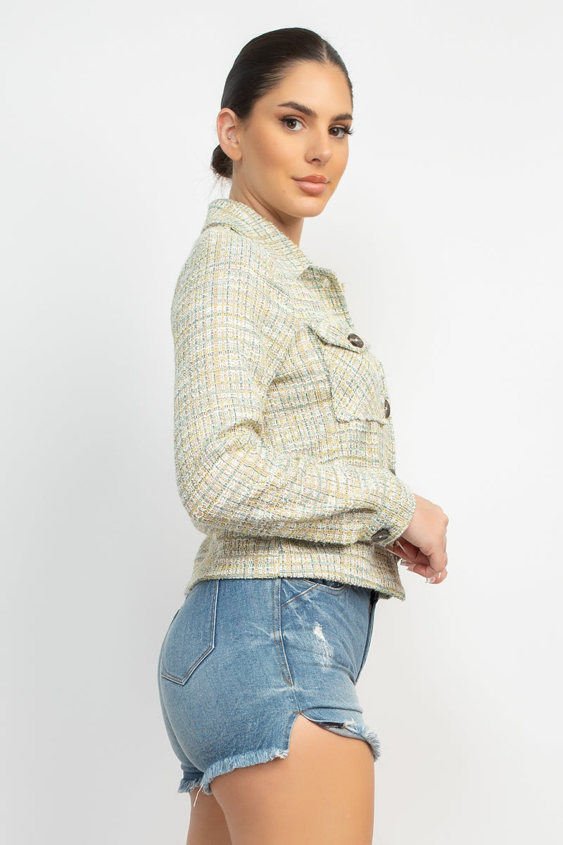 Jess Plaid Button-down Tweed Jacket