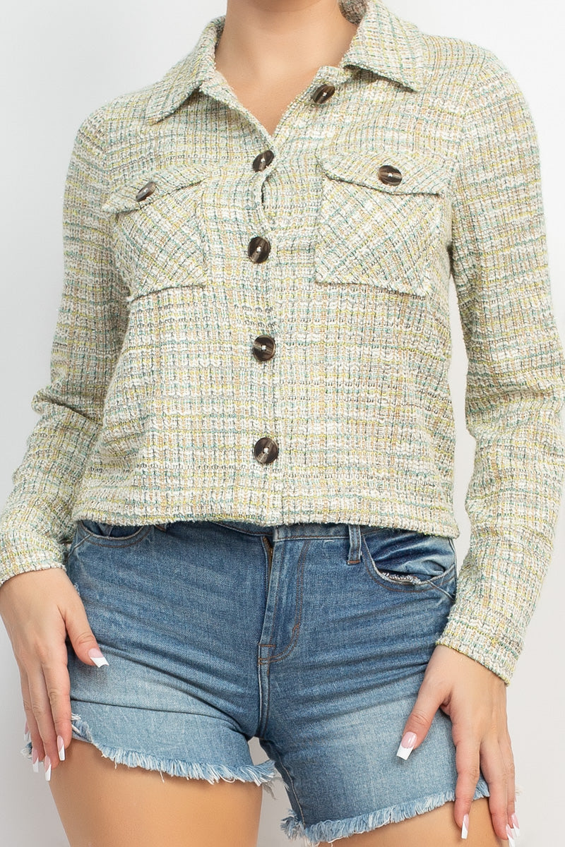 Jess Plaid Button-down Tweed Jacket