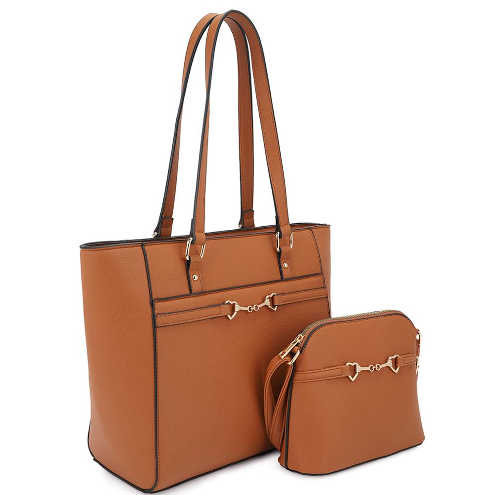 Smooth Matching Shoulder Tote Bag With Crossbody Set