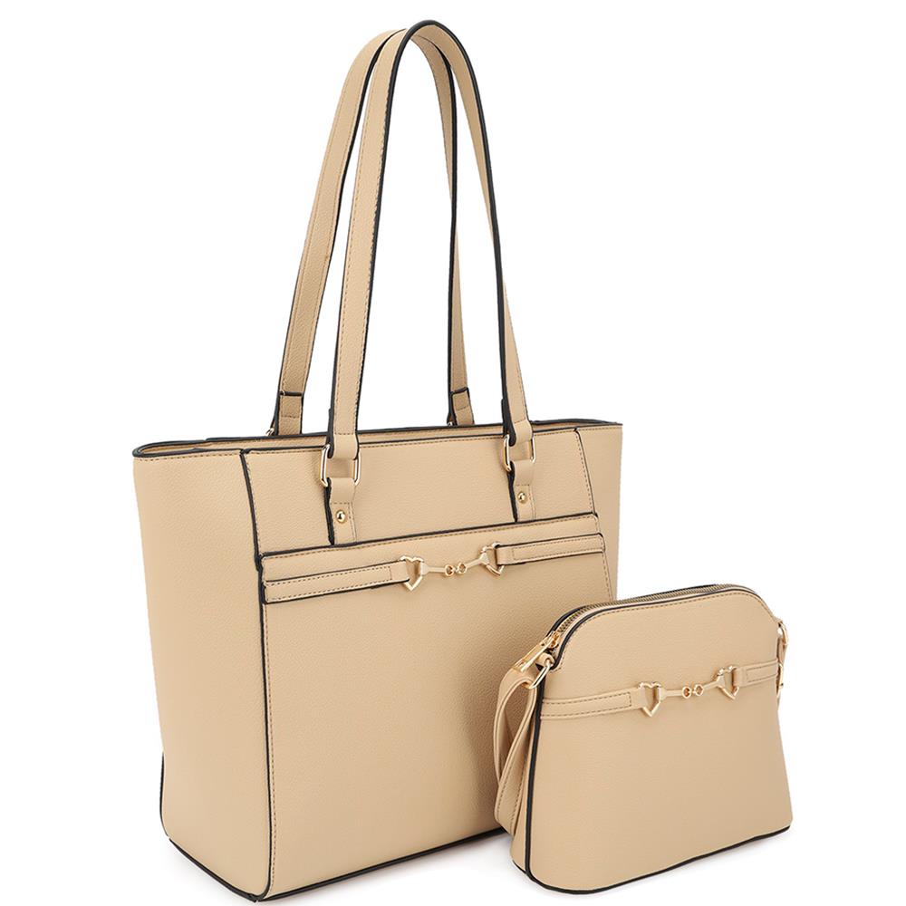 Smooth Matching Shoulder Tote Bag With Crossbody Set