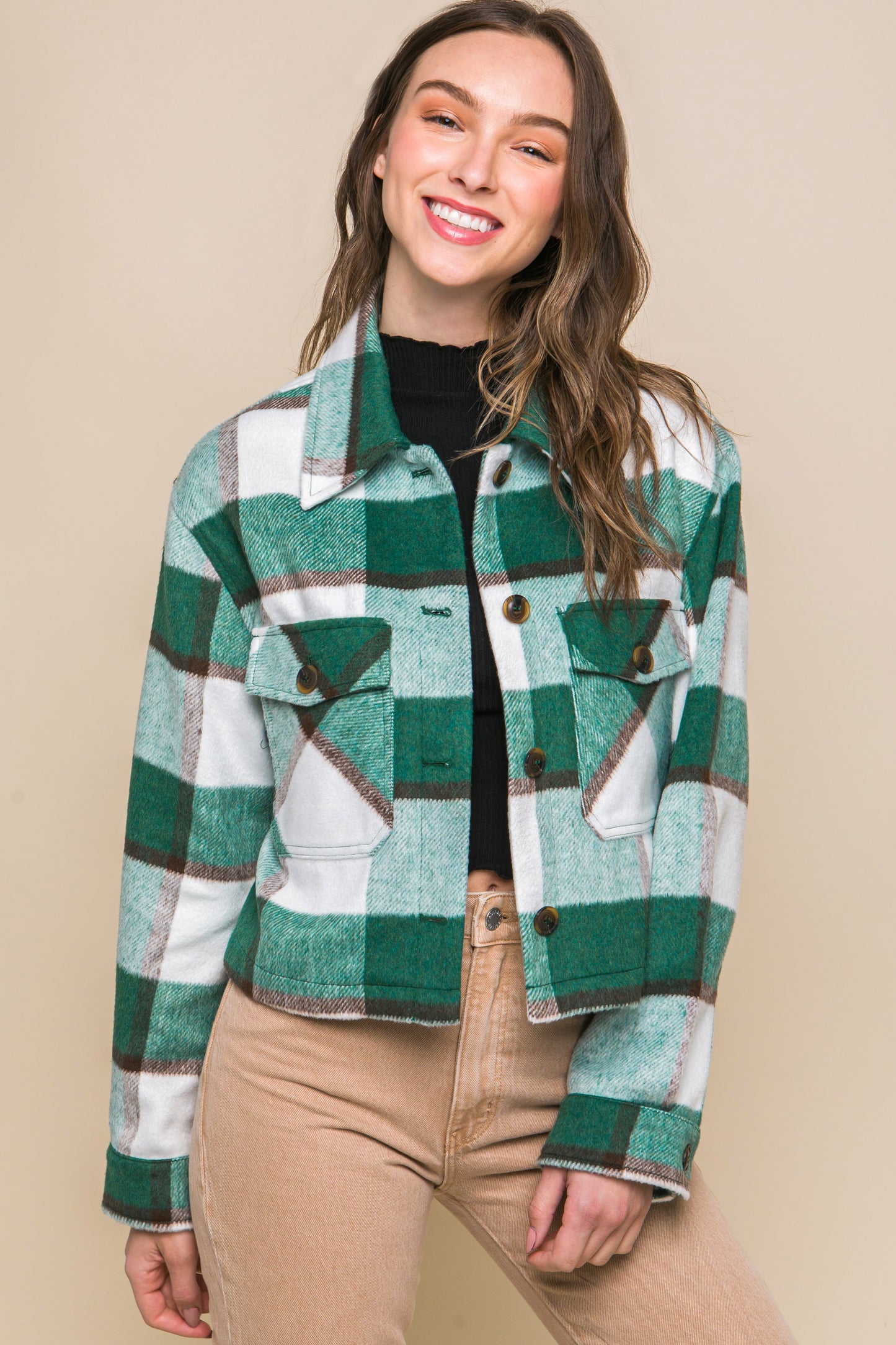 Yarn Dyed Plaid Button Up Jacket