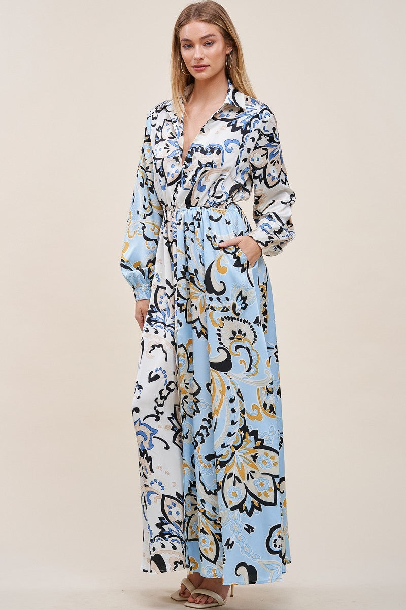 Luxie Printed V Neck Dress